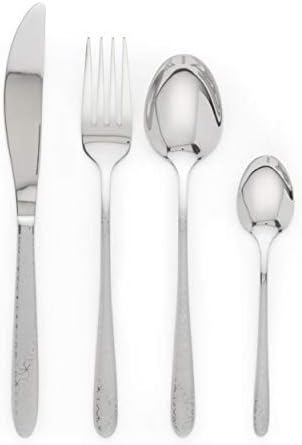 Russell Hobbs RH01519EU 16 Piece Cutlery Set, Rhombus Geometric Design, 18/0 Stainless Steel, Stylish Flatware Service for 4 People, Knife/Fork/Spoon, Perfect for Students, Families & New Homeowners
