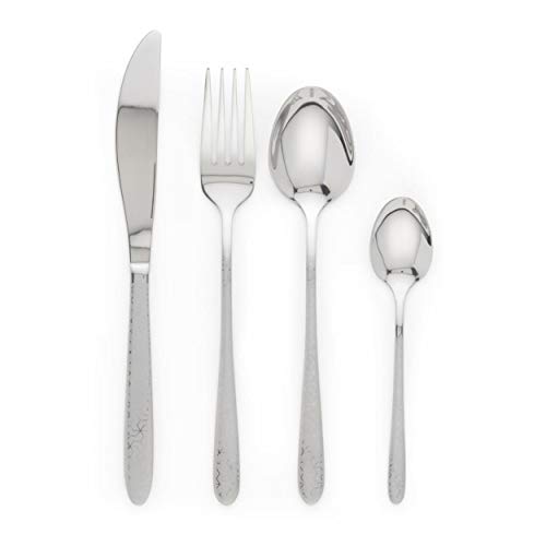 Russell Hobbs RH01519EU 16 Piece Cutlery Set - Stainless Steel, Rhombus, Flatware For 4 People, Geometric Handle Design, Full Cutlery Set Perfect For Students, Families & New Homeowners