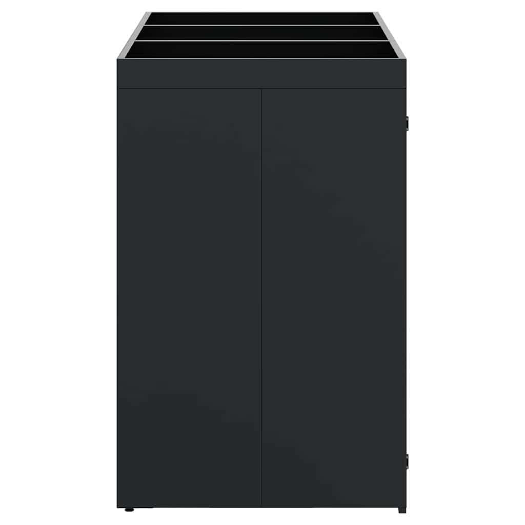 Mülltonnenbox für 3 Tonnen, Mülltonnenverkleidung für 3 Behälter Schwarz, 204 x 77,5 x 121,5 cm, aus pulverbeschichtetem Stahl mit Pflanzen-Dach, erweiterbares belüftetes Design