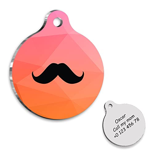 Moustache Personalized Dog Tag - Custom Name Tag - ID Tag for Dog & Cat - Customized Pet Tags - Dog & Cat Name id Tag - Dog Name Tag - Engraved Dog Tag