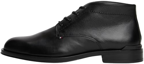 Bottes low boot homme Tommy Hilfiger en cuir corporate noir pour un style élégant