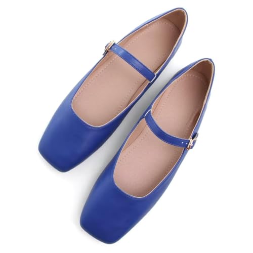 JOEupin Women's Square Toe Mary Jane Flats Classic Ballet Shoes Comfortable Slip-On Flats Dress Shoes3