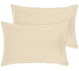 Royale Linens Pillow Shams 2 Pack Queen Size 20x30 Inch - Brushed 1800 Microfiber - Bed Pillow Shams, Wrinkle Resistant Super Soft and Cozy - Back Overlap Closure - Oxford Pillowcase (Queen, Sand)