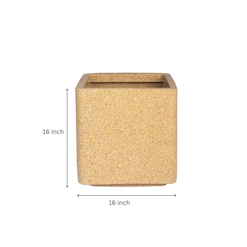 Image of ROTO Box Square Planter Pot Set | Premium LLDPE Outdoor Indoor Plant Pots | Modern Decorative Garden Planters for Home Balcony Office Patio (Dot Sand, 4 - (16X16X16 inch), Set of 1)