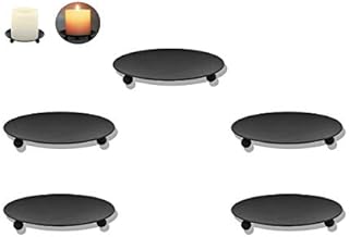 Eidoct Black Iron Plate Candle Holder Set of 5 Holders 4.75 Inch Diameter for Candle Gardens Spa Farmhouse Aromatherapy Incense Cones Wedding