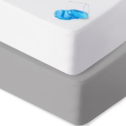 Biloban Pack and Play Sheets Waterproof 2 Pack Fitted, Compatible with Baby Graco/Dream On Me/Baby...