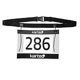 Karteo Startnummernband [1 Stück] Running Belt schwarz Laufgürtel Nummerngurt elastisch Startnummergürtel mit verschiebbaren Kordellaschen Start-Nummern-Gurt