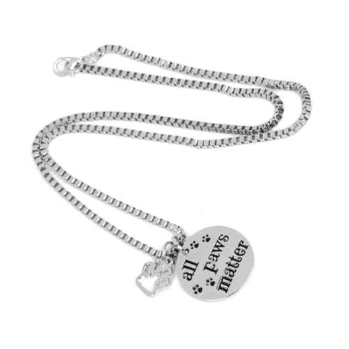 POPETPOP 2 Pcs All Paws Matter Pet Jewelry Stylish Letter Pendant Necklace for Dogs Fashionable Neck Chain Accessory for and Special Occasions