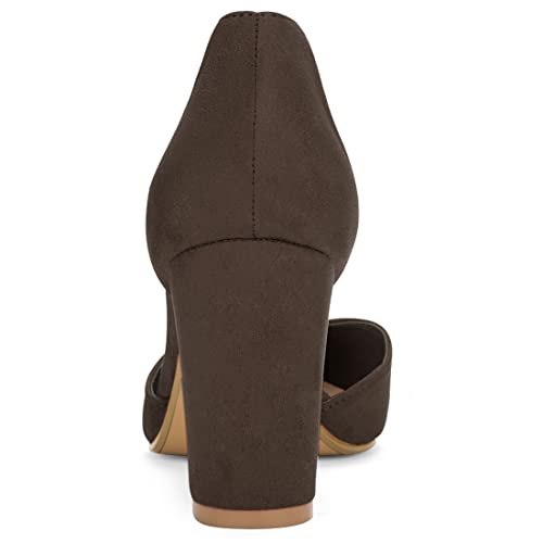 Allegra K Women Ankle Tie Chunky Heel Pointed Toe Dress Coffee Pumps 10 M US3