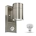 Produktbild HiBay LED Wandleuchte mit Bewegungsmelder PIR Wandlampe 230V Edelstahl Aussenleuchte IP44 außenbeleuchtung, inkl. 1x 7W GU10 Lampen Kaltweiß