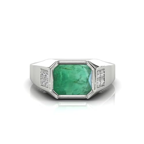 7.25 Ct Included Emerald Solitaire Ring,925 Silver Natural Emerald Classic Ring for Anniversary Emerald Shape Green Emerald Christmas Gifted.