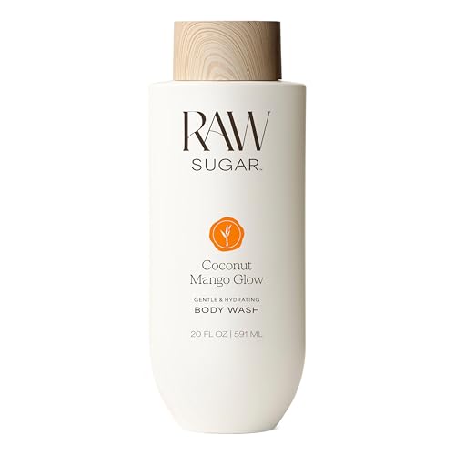 RAW SUGAR Coconut Mango Glow Gentle & Hydrating Body Wash 20 Fl Oz (Pack of 1) Moisturizing & Brightening Bath & Shower Gel Vegan Formulated without SLS/SLES & Parabens