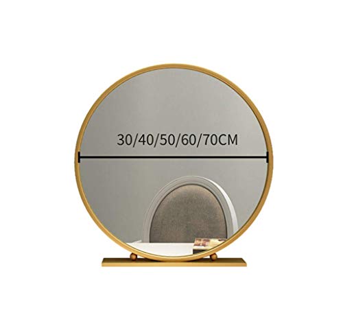 Fxlymr Mirror,Makeup Mirror,Dressing Table,Bathroom, Vanity Mirror, Tabletop Large Makeup Mirror For Dressing Table, Metal Framed Iron Art Freestanding/Black/40Cm #TOP2