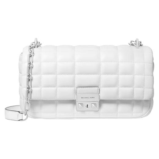 Michael Kors Tribeca Large Convertible Chain Shoulder Bag, Borsa a Tracolla Donna, Hardware Color Argento/Bianco Ottico, One Size