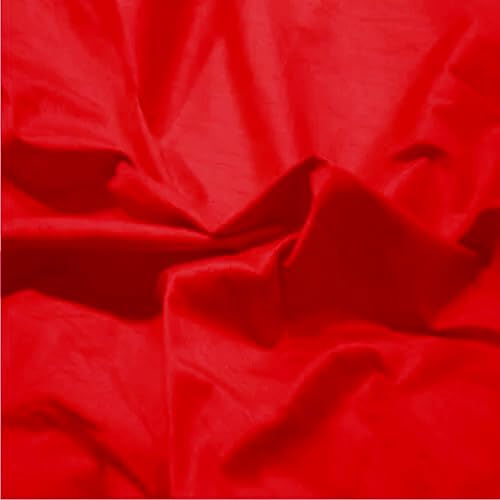 Silk Dupion Fabric, 100% Silk Yarn, 112cm Wide, Luxurious Slub Texture, for Fashion and Soft Furnishings, Multiple Colours (Deep Red (48), Sample (15 cm x 15cm))