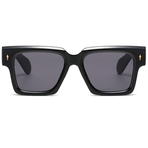 Onrtry Thick Square Frame Sunglasses for Women Men Trendy Chunky Rectangle Sun Glasses Black Shades UV Protection4