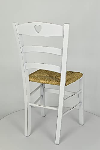 Miniatura 6 de T M C S Tommychairs - Set 4 Sillas Cuore En Estilo Shabby Chic Para Cocina Y Comedor, Estructura En Madera De Haya Envejecida Artesanalmente A Mano Y Asiento En Paja