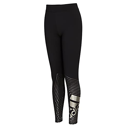 Adidas Girls Glam Graphic Tights Pants, Black With Silver, Medium Us #TOP23