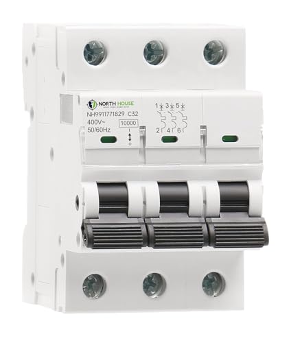 Image of NORTH HOUSE 63 A 3 Pole MCB | 10kA Breaking Capacity | C-Curve Tripping | Overload & Surge Protection | Durable Polycarbonate Housing | 5 Year Warranty