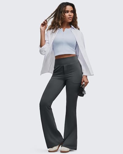 Image of G4Free BareFeel Flare Yoga Pants Women High Waisted Bootcut Leggings with Pockets Dress Work Pant Petite /Regular /Tall