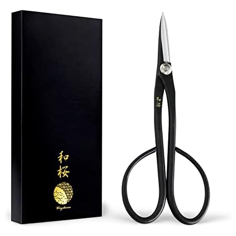Wazakura Yasugi Steel Satsuki Bonsai Scissors for Trimming Made in Japan 7 inch (180 mm), Japanese Garden Bonsai Tools, Pruning Shears for Flowers and Herbs Cover