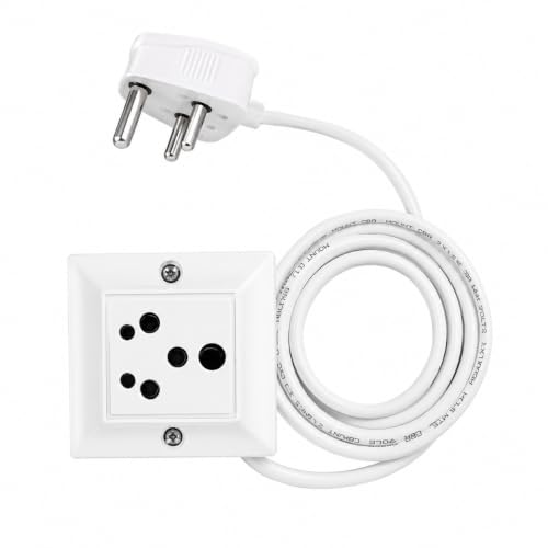 Image of ArshRaj Electronics 16A Heavy Duty Power Extension Board | Single Socket | 1.5 Sq.mm Pure Copper Wire | 2 Meter Cable | 3 Pin Plug Top | Extension Board for Home, Kitchen, Office & Heavy Appliances