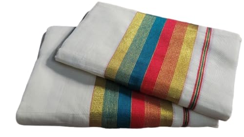 Jagasree Kerala Kasavu 4 inch fancy design single set mundu