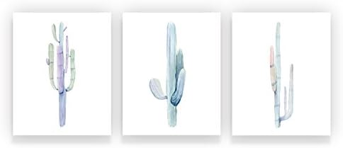 Holmkell Set of 3 Cactus Desert Posters Wall Decor 8 x 10 Inches Tropical Watercolor Small Unframed Nursery Art Prints