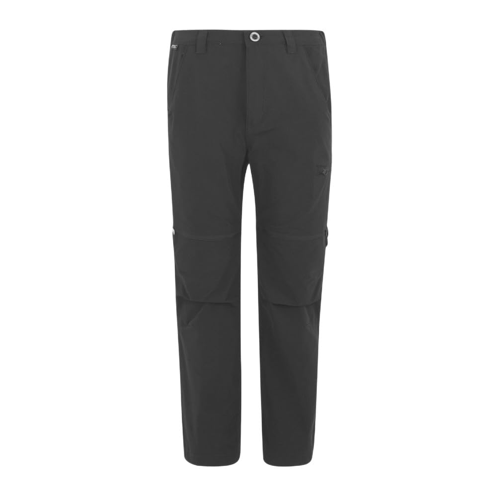 Regatta Junior Highton Stretch Zip Off Trousers Water Repellent Hiking Walking 2-1 Pants Dark Grey