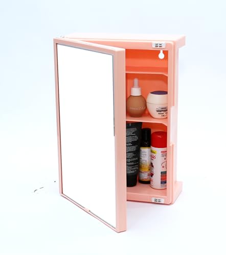Image of zahab Premium Bathroom Cabinet Multipurpose Wall Mounted Storage Cabinet with Mirror, Prime Look Pink
