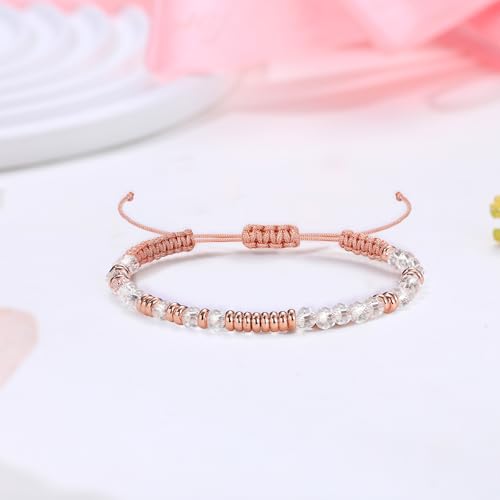 Btysun Morse Code Bracelets for Women Christmas Gift Stocking Stuffers for Teens Pink Braided Bracelets Inspirational Best Friend Birthday Gifts for Her High School Graduation Gifts for Her 2025 Mom Bracelet Jewelry