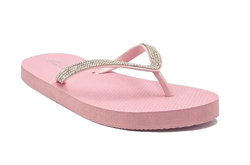 Image of REDVOLUTION Women's Rhinestone Sandals Soft Platform Footbed Midsole Fashion Flip Flop