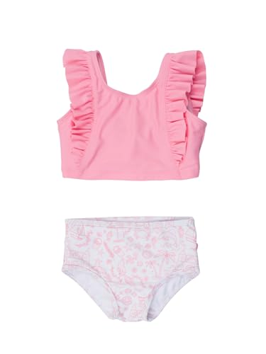 Image of RuffleButts Girls UPF50+ Sun Protection One Shoulder Ruffle Tankini Two Piece Swimsuit