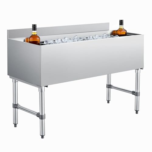 Image of VEVOR Commercial Ice Bin,19 Inch Stainless Steel Ice Chest with Sliding Lid and Bottle Holders, Cooler Cart Cocktail Unit for Bar Restaurant Pub, NSF Certified