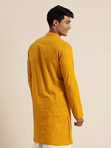 Image of VASTRAMAY Men Cotton Linen Solid Kurta | Cool & Breathable Ethnic Wear with Mandarin Collar for Eid, Holi & Festive Occasions