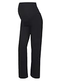 iiniim Fashion Maternity Belly Support High Waist Jeans Pregnant Women Wide Leg Denim Pants for Office Work Black Medium