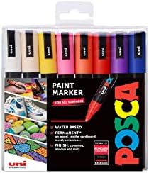 POSCA PC-5M Water Based Permanent Marker Paint Pens. Premium Medium Tip for Arts and Crafts. Set of 16 Vibrant Colours