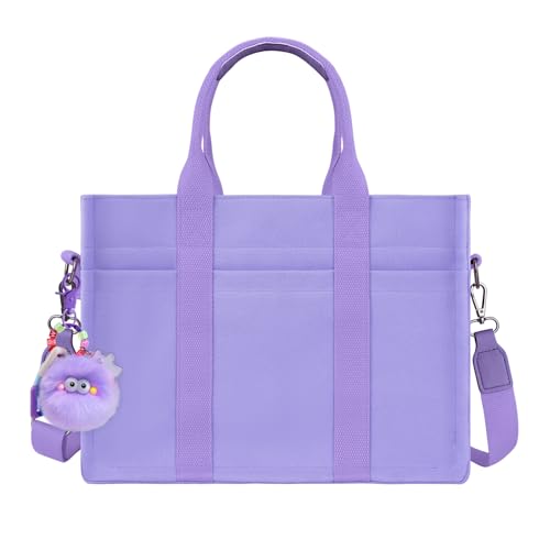Image of BECOJADDE Structured Canvas Tote Bag for Women, Multi-Compartment Zippered Purse for Work Bible Travel