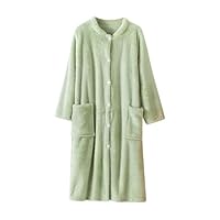 Flodxo Ladies Fluffy Dressing Gowns Warm and Cosy Lightweight Bathrobe Winter Soft Fleece Housecoat Long Sleeve Button Down Long Cardigans with Pockts Teddy Bear Plush Dressing Gown Green XL