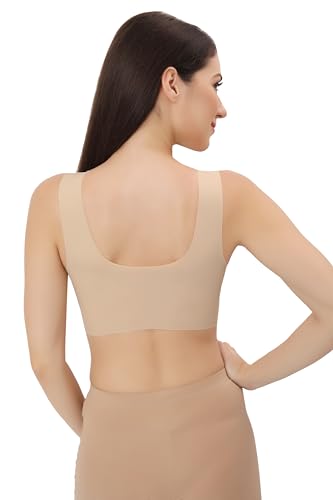 Image of Fabluk ICY Silk Seamless Pushup Sporta Bra, Padded, Full Coverage, Yoga Bralette Tank Top for Workout & Gym