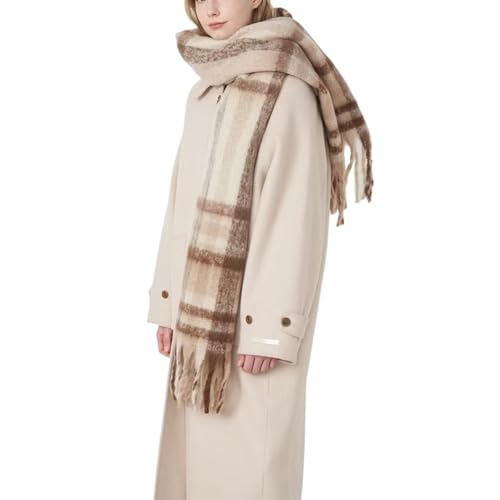 Womens Large Chunky Color Block Tassel Scarf Oversized Thick Scarves Long Shawl Fashion Winter Warm Blanket Scarf