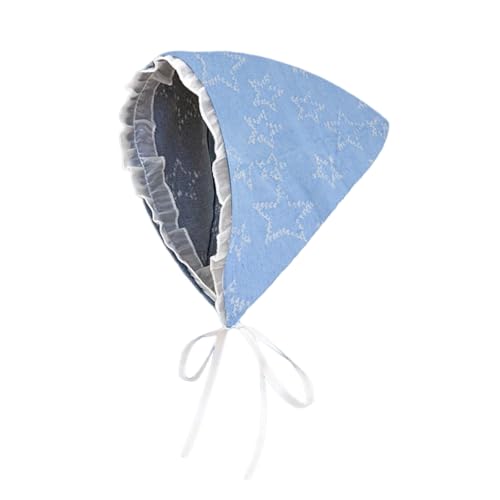 yueton 1 Pack Y2K Star Bandana Cute Star Triangle Kerchief Blue Headscarf Fashion Hair Scarf Stylish Hair Accessories for Women
