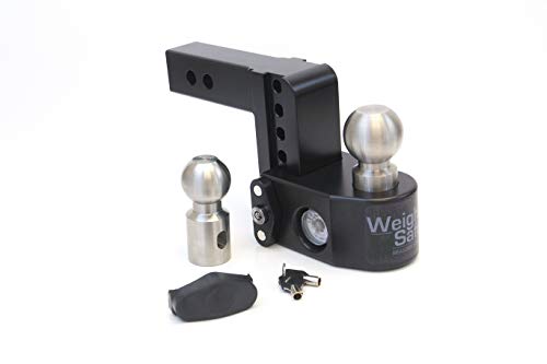 Weigh Safe WS42CERBLA, 4" Drop Hitch, 2" Receiver - Adjustable Aluminum Trailer Hitch Ball Mount w/Built-in Scale, 2 Stainless Steel Balls (2"&2-5/16") Black CERAKOTE -Lifetime Gauge Warranty