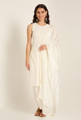 Image of SHOPPING QUEEN Women's Rayon Chikankari Lucknowi Kurta Palazzo with Dupatta Set