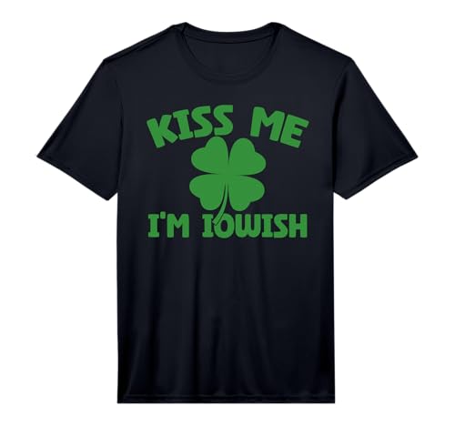 Mens Funny St Patricks Day Shamrock Kiss Me I'm Iowish Performance T-Shirt