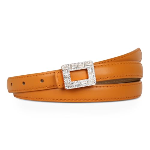 Image of Aurolran Women's Fashion Classic Metal Buckle Leather Belt with Jeans Dress