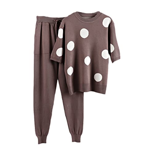 Survêtement femme confortable ensemble 2 pièces pull manches courtes et sarouel
