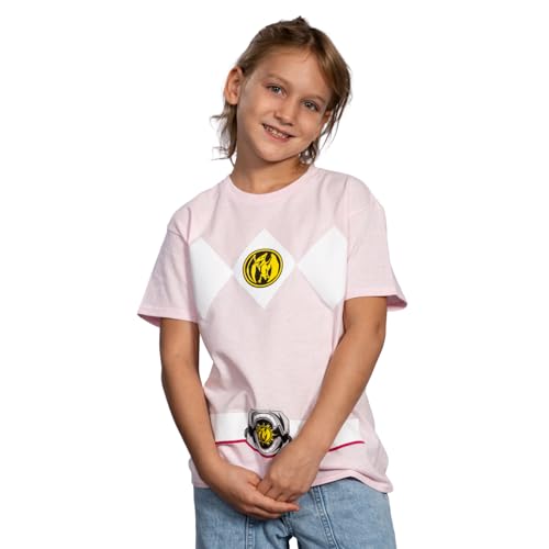 Power Rangers Mighty Morphin Pink Boys Youth Armor Costume T-Shirt (LG, Pink)