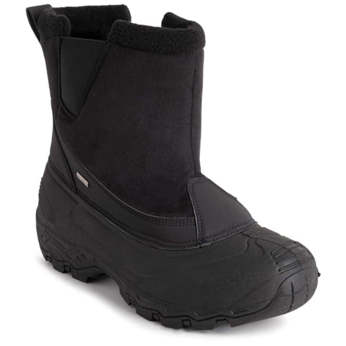 POLAR Mens Waterproof Outsole Deep Tread Fully Faux Fur Lined Winter Durable Snow Boots - Black Pull On - US13 - YC06842