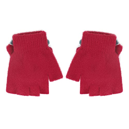 Image of Holiberty Cute Baby Kids Winter Fingerless Gloves Toddler Boys Girls Cartoon Christmas Elk Knit Mittens Warm Snow Gloves 2-8Y